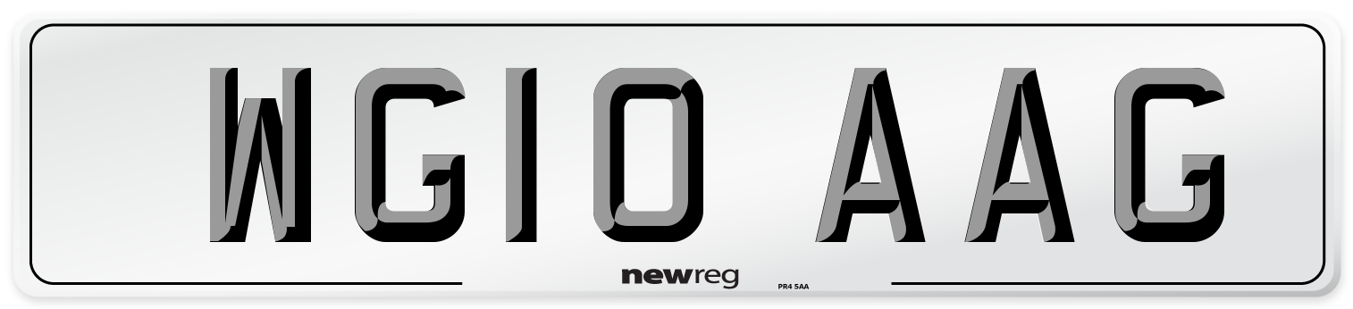 WG10 AAG Number Plate from New Reg